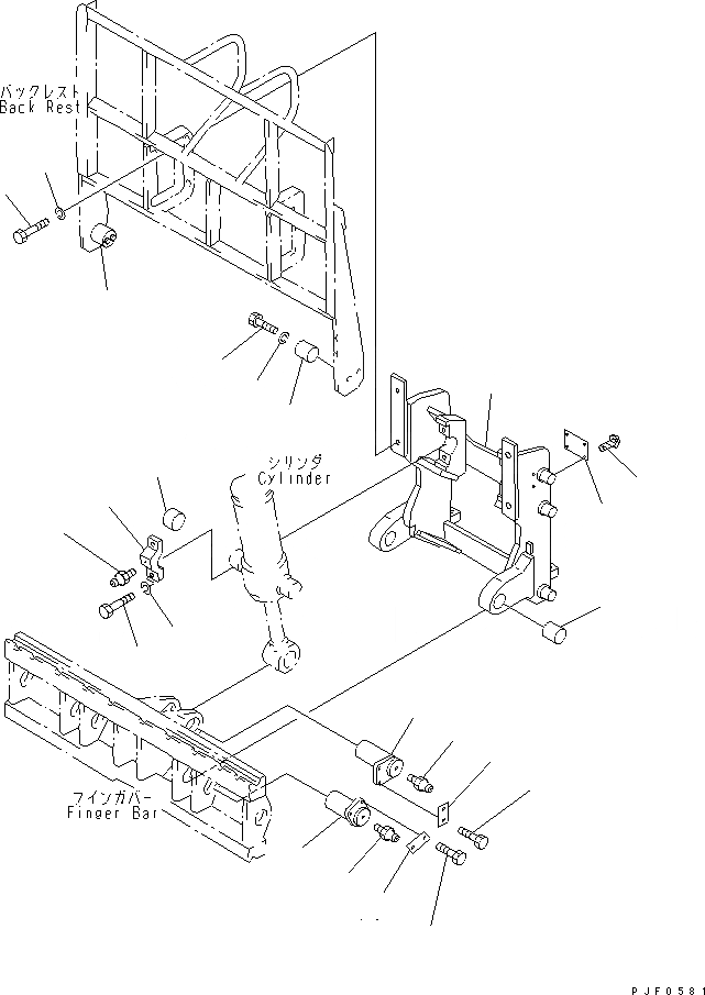 Схема запчастей Komatsu HFF157-2 - HINGED ВИЛЫ (РАМА) HINGED ВИЛЫ (ДЛЯ FV МАЧТА)