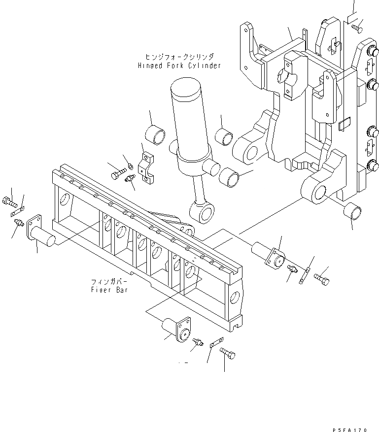 Схема запчастей Komatsu HFF5A1-1 - HINGED ВИЛЫ (РАМА) HINGED ВИЛЫ (ДЛЯ TFV МАЧТА) (ФИКС. ТИП)