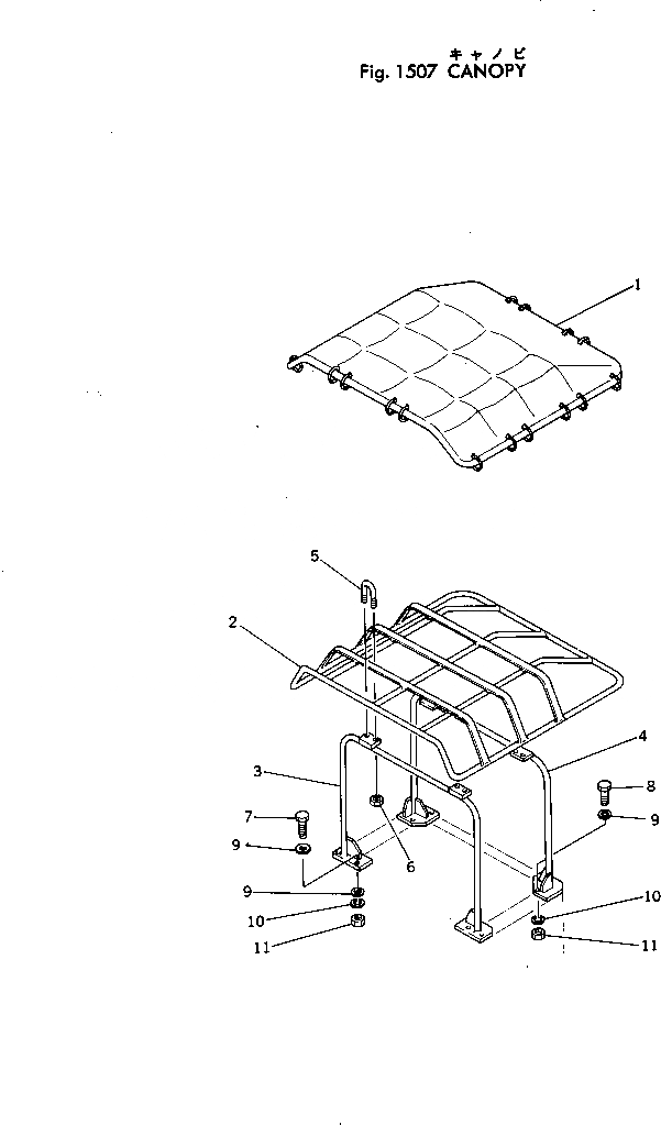 Схема запчастей Komatsu JH65C-2 - НАВЕС(№-) РАМА И ЧАСТИ КОРПУСА