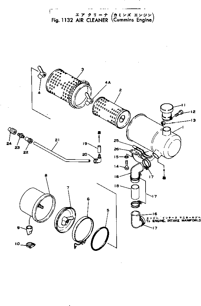 Схема запчастей Komatsu JH65CV-2 - ВОЗДУХООЧИСТИТЕЛЬ КОМПОНЕНТЫ ДВИГАТЕЛЯ И ЭЛЕКТРИКА