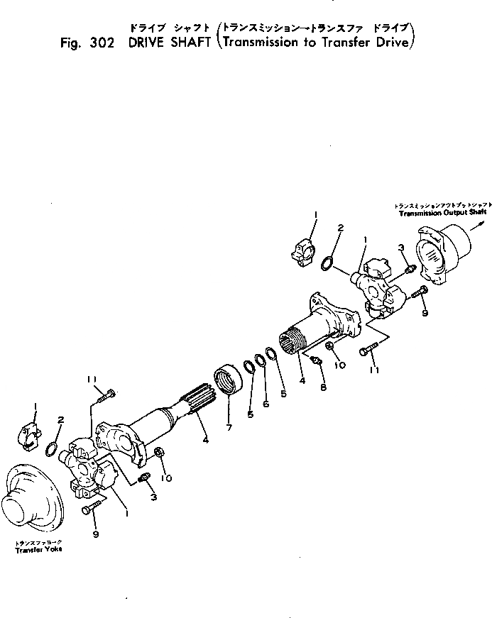 Схема запчастей Komatsu JH80C-1 - ВЕДУЩ. ВАЛ (ТРАНСМИССИЯ - ПЕРЕДАЧА ПРИВОД) ПРИВОДВАЛ¤ ДИФФЕРЕНЦ. И КОЛЕСА