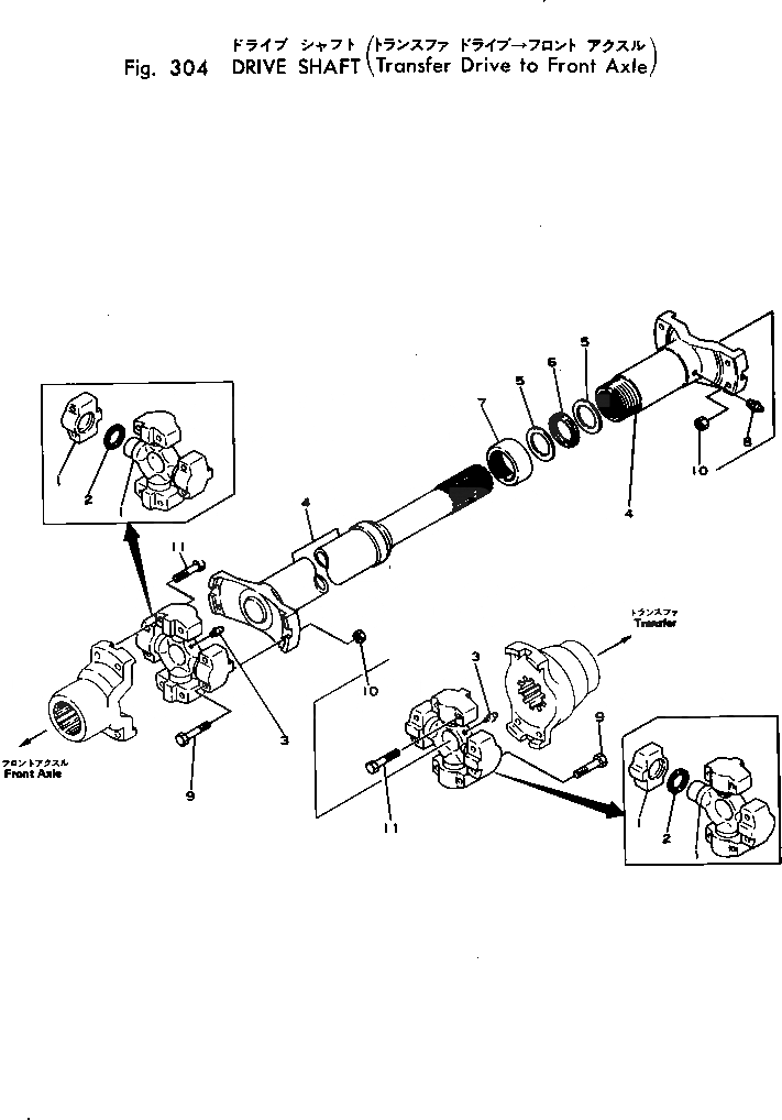 Схема запчастей Komatsu JH80C-1 - ВЕДУЩ. ВАЛ (ПЕРЕДАЧА ПРИВОД - ПЕРЕДНИЙ МОСТ) ПРИВОДВАЛ¤ ДИФФЕРЕНЦ. И КОЛЕСА