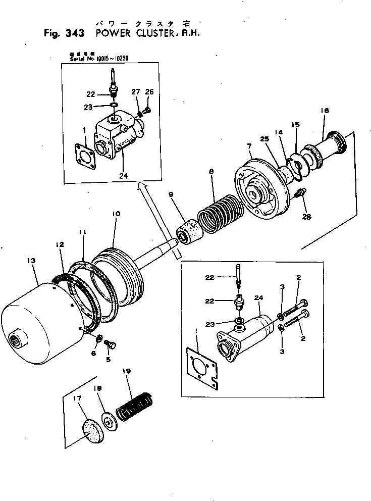 Схема запчастей Komatsu JH80C-1 - POWER CLUSTER¤ ПРАВ. ПРИВОДВАЛ¤ ДИФФЕРЕНЦ. И КОЛЕСА
