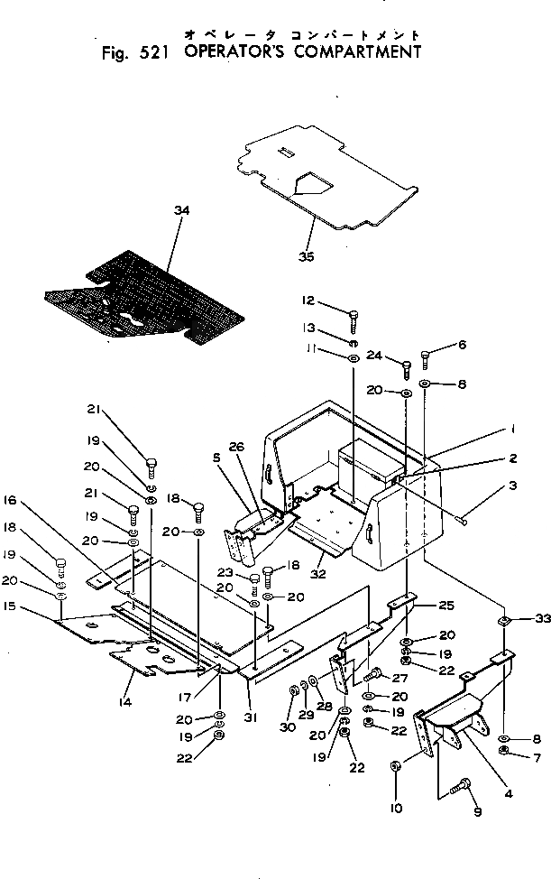 Схема запчастей Komatsu JH80C-1 - КАБИНА ОПЕРАТОРА РАМА И ЧАСТИ КОРПУСА