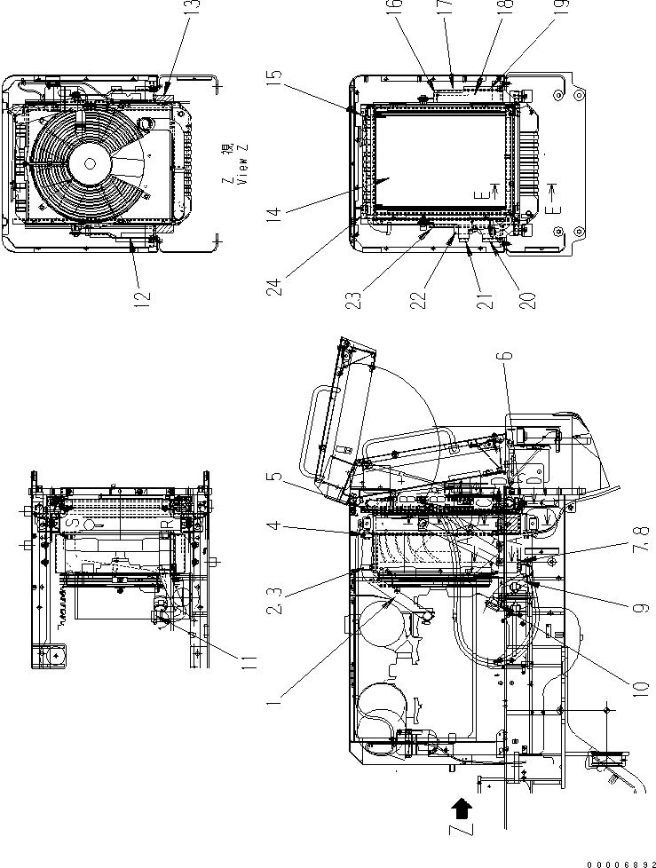 Схема запчастей Komatsu JT150-1 - РАДИАТОР (/) СИСТЕМА ОХЛАЖДЕНИЯ