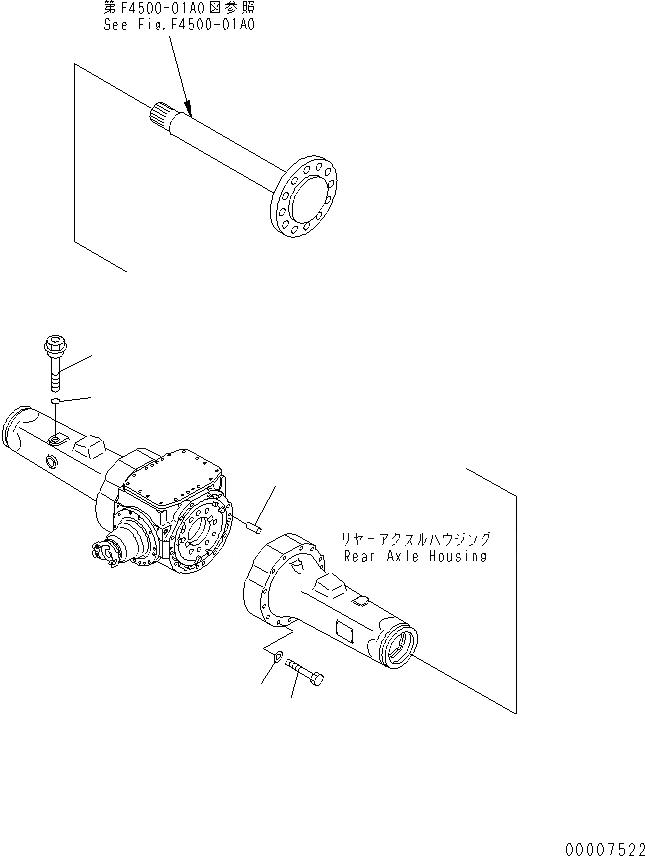 Схема запчастей Komatsu JT150-1 - ЗАДН. МОСТ (ЭЛЕМЕНТЫ КРЕПЛЕНИЯ) (ДЛЯ JTWAC) ВЕДУЩ. ВАЛ И МОСТ