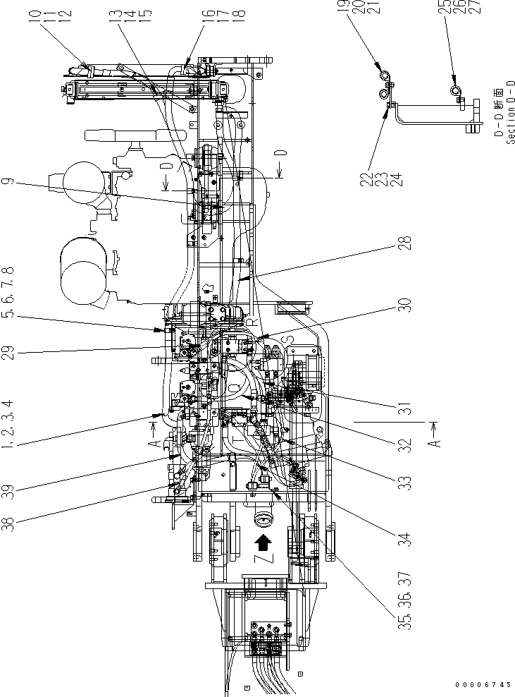 Схема запчастей Komatsu JT150-1 - ГИДРОЛИНИЯ (/7) (ДЛЯ JTWAC) ГИДРАВЛИКА