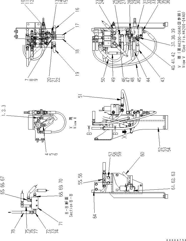 Схема запчастей Komatsu JT150-1 - ГИДРОЛИНИЯ (7/7) (ДЛЯ JTWAC) ГИДРАВЛИКА