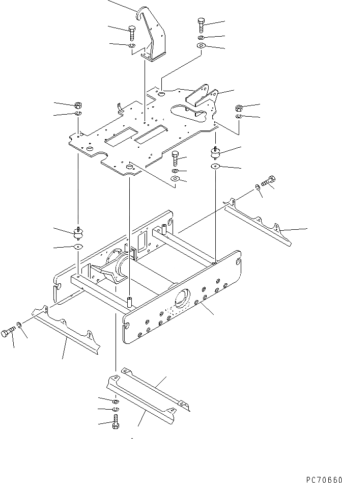 Схема запчастей Komatsu JV06H-3 - РАМА(№-9) РАМА И ЧАСТИ КОРПУСА