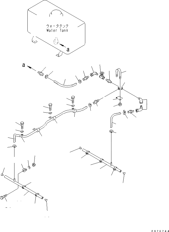 Схема запчастей Komatsu JV06H-3 - ВОДН. ГИДРОЛИНИЯ(№-) СИСТЕМА РАЗБРЫЗГИВАНИЯ ВОДЫ И МАСЛ. БАК