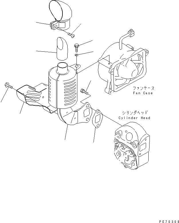 Схема запчастей Komatsu JV06H-3 - ВЫПУСКН. ГЛУШИТЕЛЬ ДВИГАТЕЛЬ¤ КОМПОНЕНТЫ ДВИГАТЕЛЯ И ЭЛЕКТРИКА