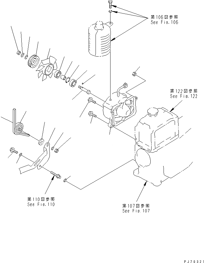 Схема запчастей Komatsu JV06H-3 - ПРИВОД ВЕНТИЛЯТОРА ДВИГАТЕЛЬ¤ КОМПОНЕНТЫ ДВИГАТЕЛЯ И ЭЛЕКТРИКА