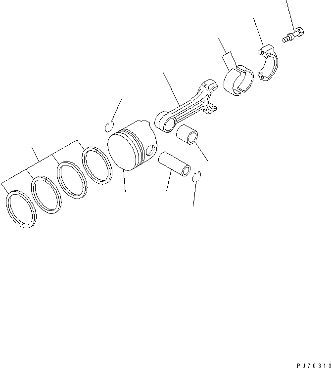 Схема запчастей Komatsu JV07HK-3 - ПОРШЕНЬ И ШАТУН ДВИГАТЕЛЬ¤ КОМПОНЕНТЫ ДВИГАТЕЛЯ И ЭЛЕКТРИКА