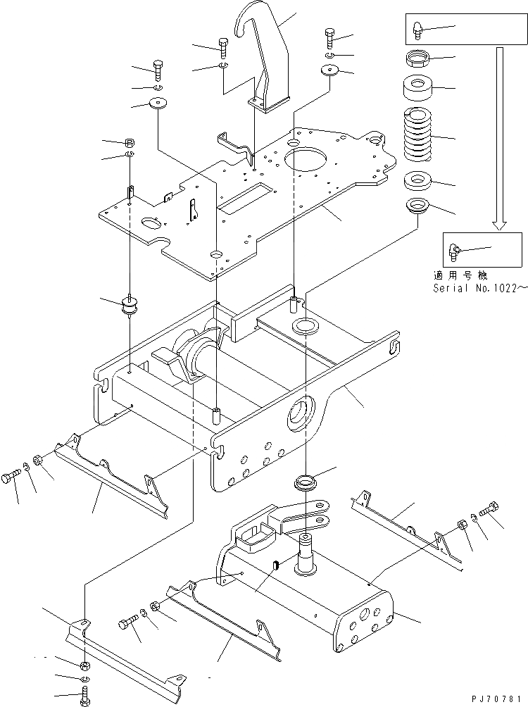 Схема запчастей Komatsu JV07HK-3 - РАМА(№-8) РАМА И ЧАСТИ КОРПУСА