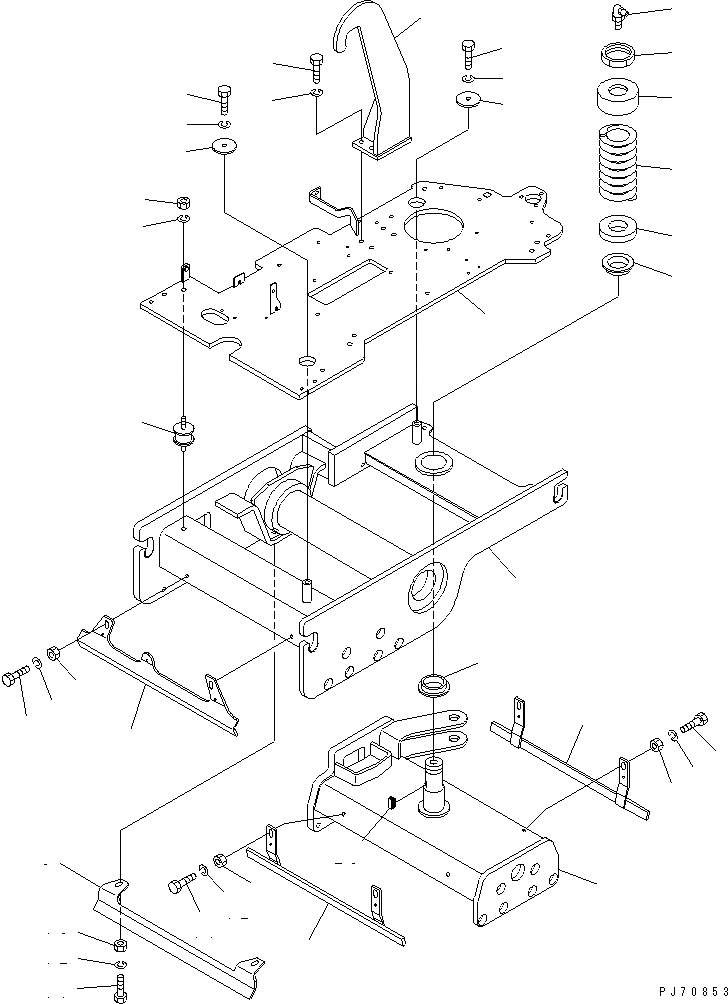 Схема запчастей Komatsu JV07HK-3 - РАМА(№8-) РАМА И ЧАСТИ КОРПУСА