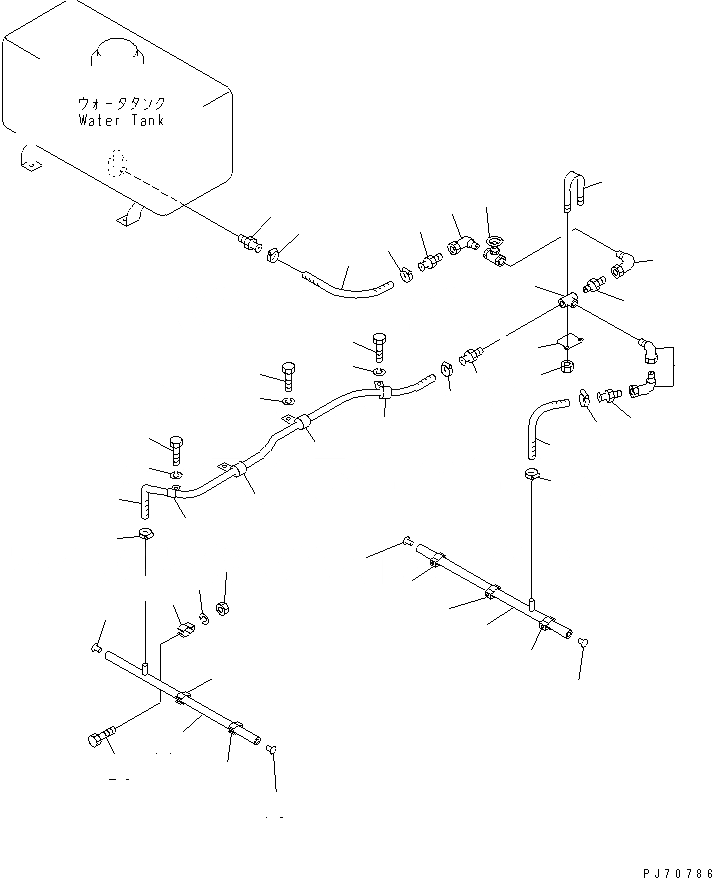 Схема запчастей Komatsu JV07HK-3 - ВОДН. ГИДРОЛИНИЯ СИСТЕМА РАЗБРЫЗГИВАНИЯ ВОДЫ И МАСЛ. БАК