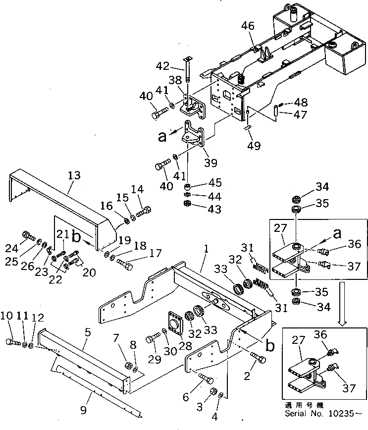 Схема запчастей Komatsu JV100A-1 - РАМА(№-) РАМА И КУЗОВ
