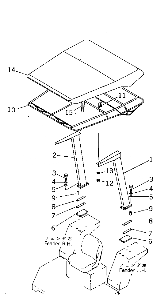 Схема запчастей Komatsu JV100A-1 - НАВЕС(№-.) РАМА И КУЗОВ