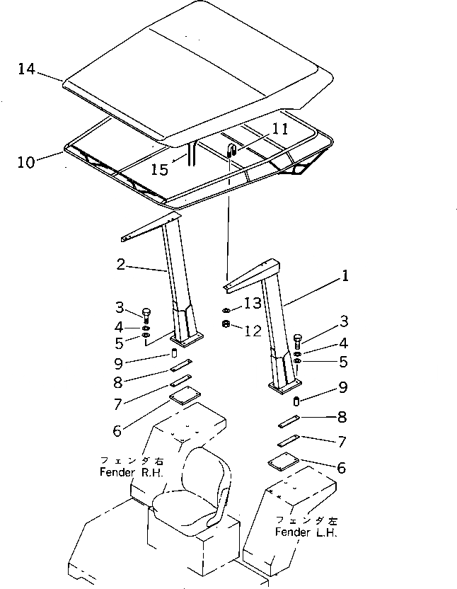 Схема запчастей Komatsu JV100A-1 - НАВЕС(№.-) РАМА И КУЗОВ