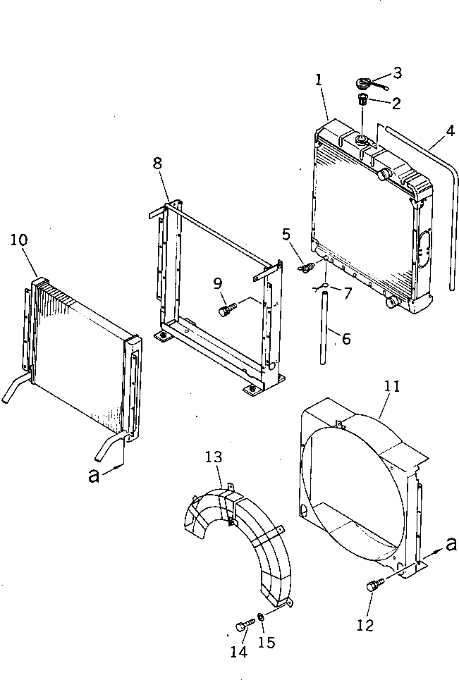 Схема запчастей Komatsu JV100WA-1 - РАДИАТОР И МАСЛООХЛАДИТЕЛЬ КОМПОНЕНТЫ ДВИГАТЕЛЯ И ЭЛЕКТРИКА