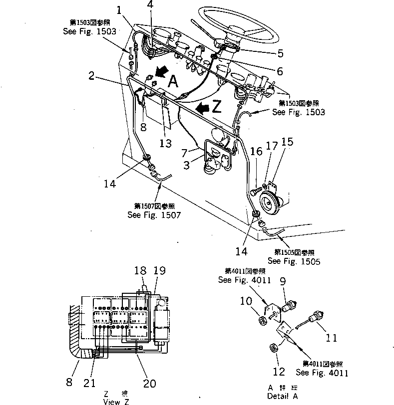Схема запчастей Komatsu JV100WA-1 - ЭЛЕКТРИКА (ПАНЕЛЬ ПРИБОРОВ) (ДЛЯ ЯПОН.) КОМПОНЕНТЫ ДВИГАТЕЛЯ И ЭЛЕКТРИКА