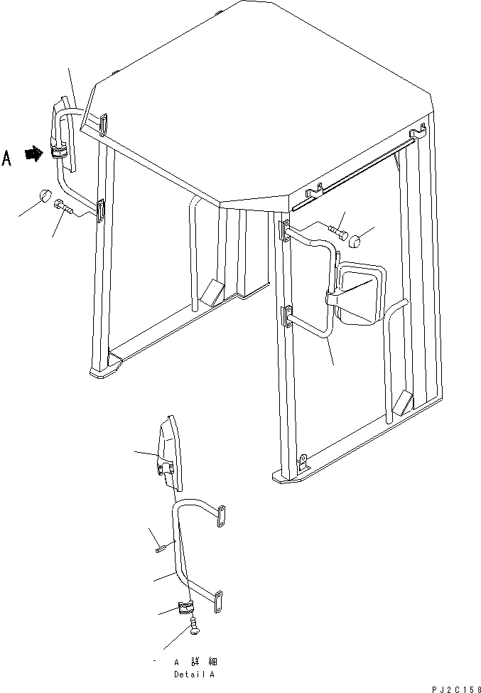 Схема запчастей Komatsu JV100WA-2T - ЗАДН. VIEW MIRROR РАМА И КУЗОВ