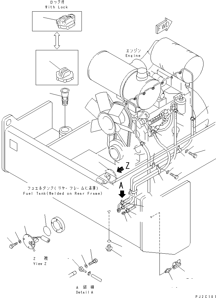 Схема запчастей Komatsu JV100WA-2 - ТОПЛИВОПРОВОД. КОМПОНЕНТЫ ДВИГАТЕЛЯ И ЭЛЕКТРИКА