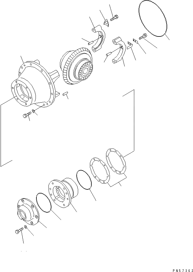 Схема запчастей Komatsu JV100WA-2 - ДИФФЕРЕНЦ. ПРИВОД (/) СИЛОВАЯ ПЕРЕДАЧА