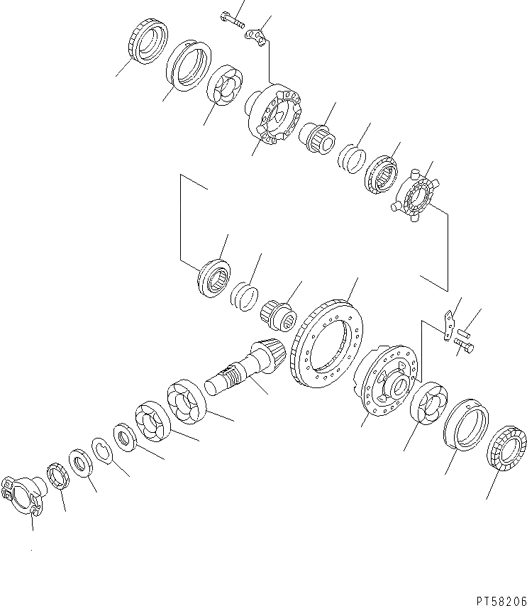 Схема запчастей Komatsu JV100WA-2 - ДИФФЕРЕНЦ. ПРИВОД (/) СИЛОВАЯ ПЕРЕДАЧА