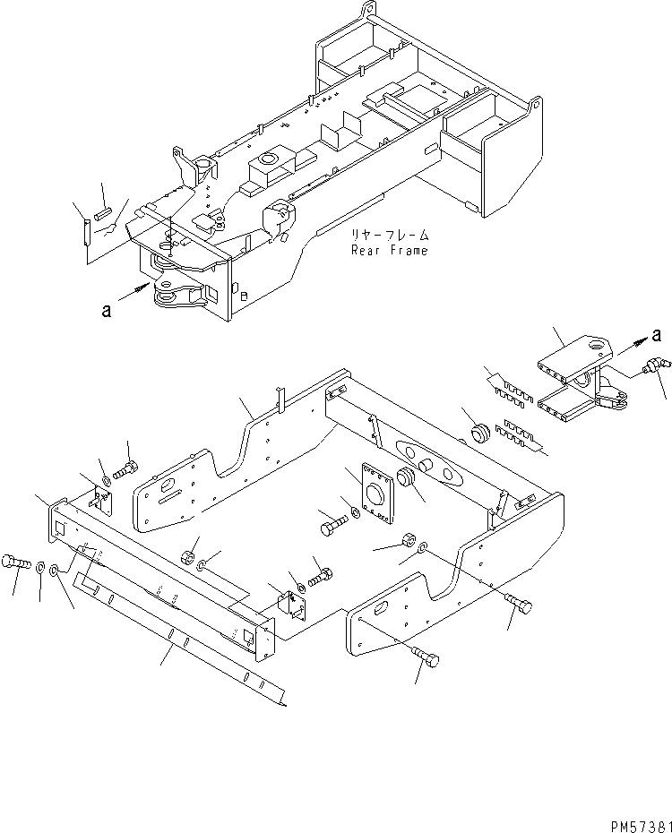 Схема запчастей Komatsu JV100WA-2 - ПЕРЕДН. РАМА (НАВЕС СПЕЦ-Я.) РАМА И КУЗОВ