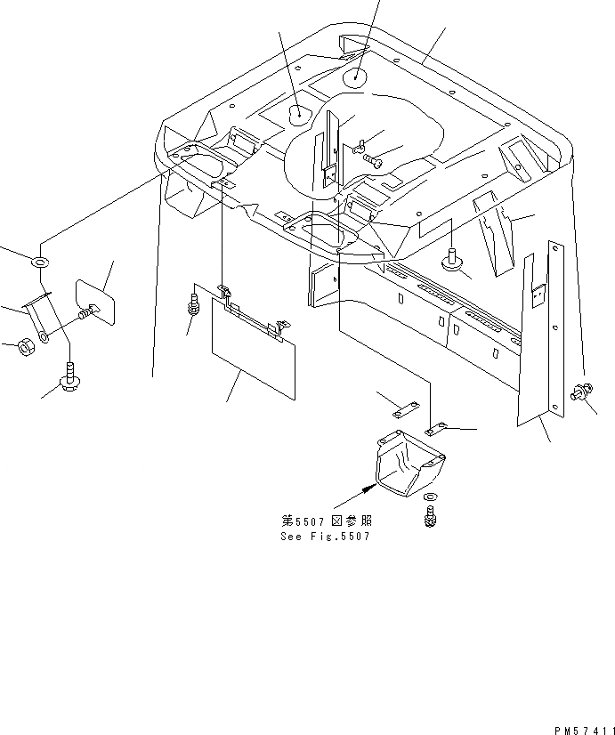 Схема запчастей Komatsu JV100WA-2 - КАБИНА ROPS (КРЫША) РАМА И КУЗОВ