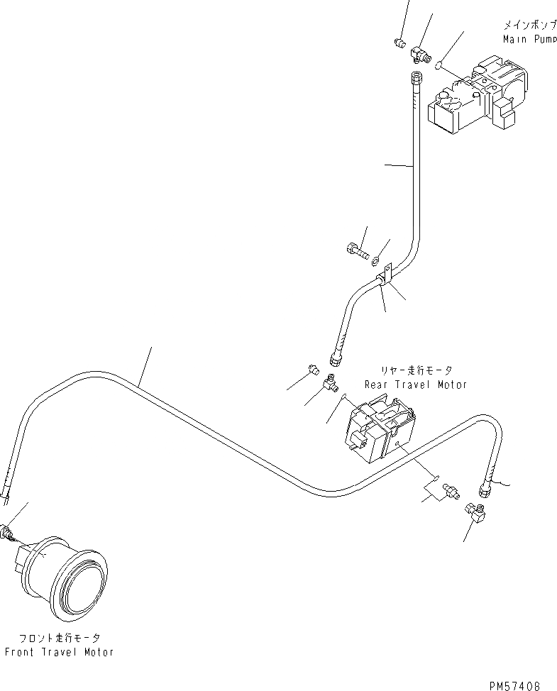 Схема запчастей Komatsu JV100WA-2 - ГИДРОЛИНИЯ (ХОД ВОЗВРАТН. ЛИНИЯ) ГИДРАВЛИКА
