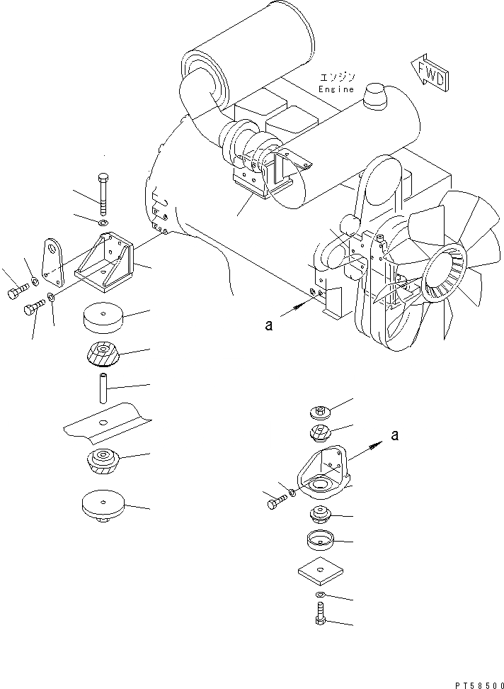 Схема запчастей Komatsu JV130WH-1 - КРЕПЛЕНИЕ ДВИГАТЕЛЯ КОМПОНЕНТЫ ДВИГАТЕЛЯ И ЭЛЕКТРИКА