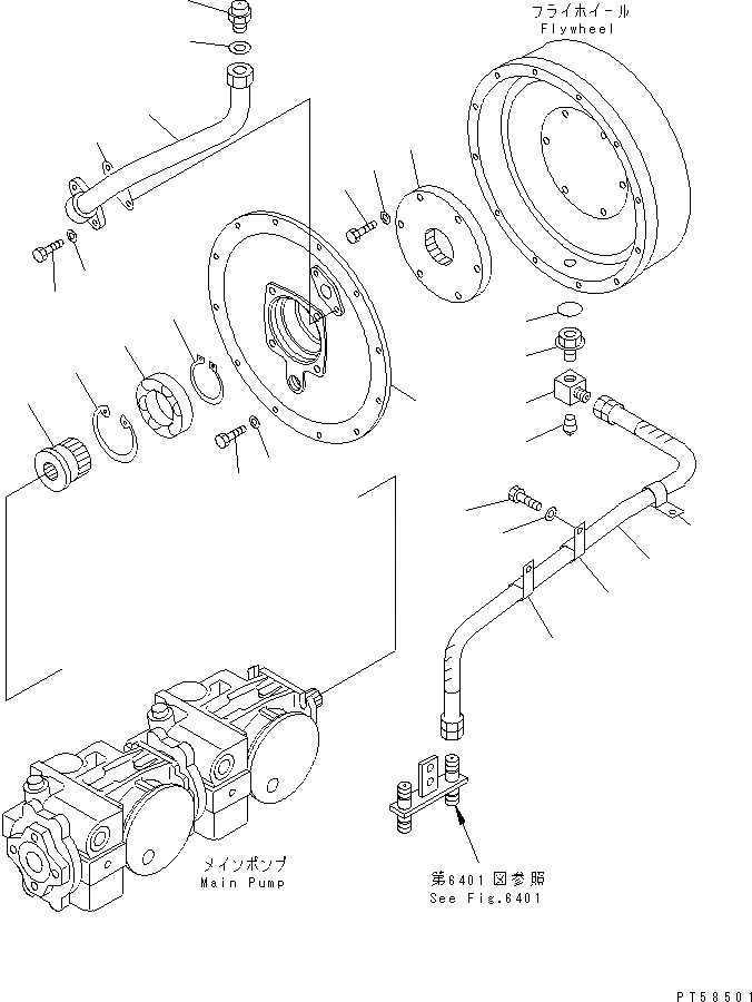 Схема запчастей Komatsu JV130WH-1 - МЕХ-М ОТБОРА МОЩНОСТИ КОМПОНЕНТЫ ДВИГАТЕЛЯ И ЭЛЕКТРИКА
