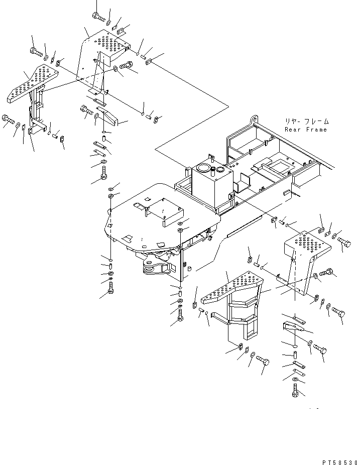 Схема запчастей Komatsu JV130WH-1 - ЗАДН. КРЫЛО И ЛЕСТНИЦА РАМА И КУЗОВ