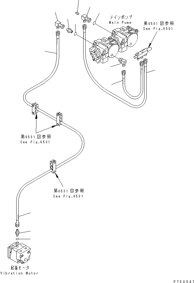 Схема запчастей Komatsu JV130WH-1 - ГИДРОЛИНИЯ (VIBRATION ВОЗВРАТН. ЛИНИЯ) ГИДРАВЛИКА