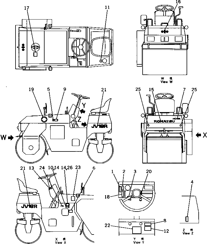 Схема запчастей Komatsu JV16R-2 - МАРКИРОВКА МАРКИРОВКА И ИНСТРУМЕНТ