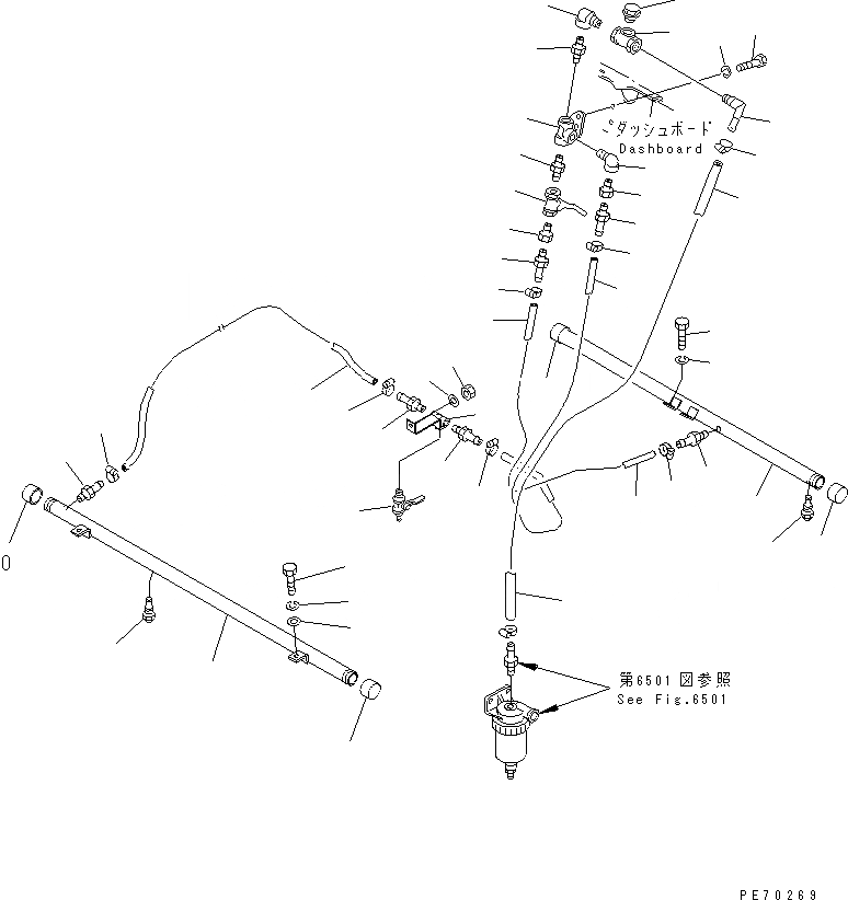 Схема запчастей Komatsu JV25CR-6 - РАЗБРЫЗГИВАНИЕ ВОДЫ ТРУБЫ (/) (НАСОС - ФОРСУНКА) УПРАВЛ-Е РАБОЧИМ ОБОРУДОВАНИЕМ
