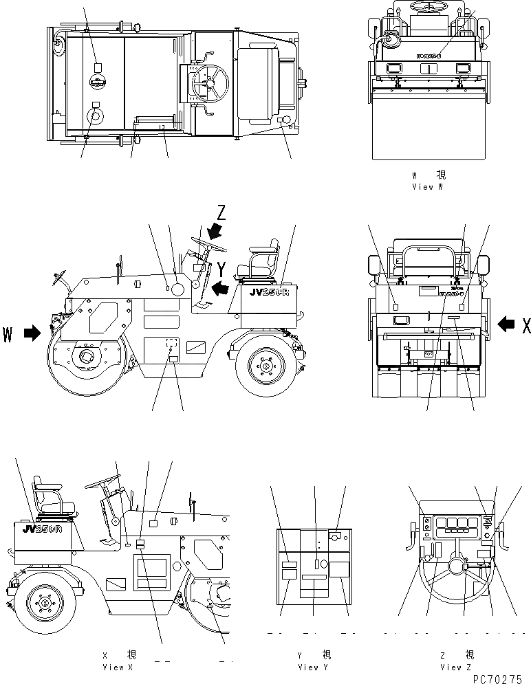 Схема запчастей Komatsu JV25CR-6 - МАРКИРОВКА(№7-7) МАРКИРОВКА И ИНСТРУМЕНТ