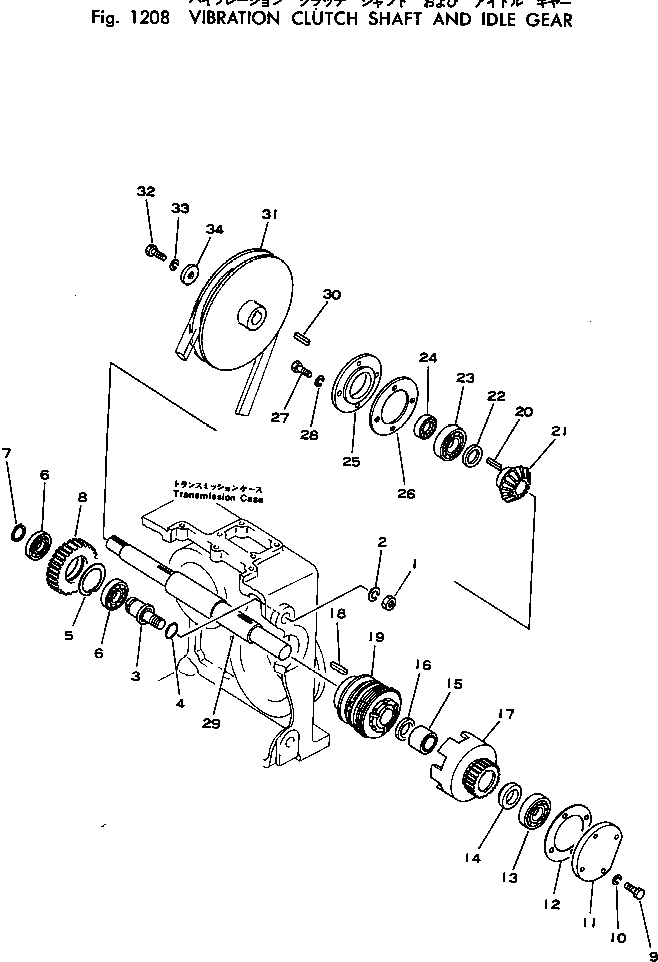 Схема запчастей Komatsu JV32W-1A - VIBRATION МУФТА ВАЛ И IDLE ПРИВОД ТРАНСМИССИЯ И ТОРМОЗ.
