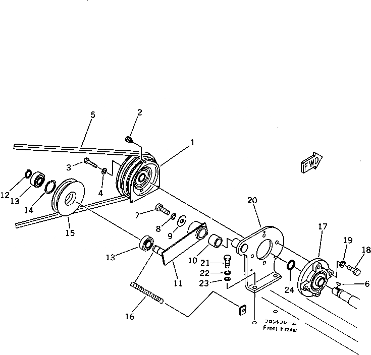 Схема запчастей Komatsu JV32W-2 - ЛЕНИВЕЦ ВАЛ И НАТЯЖНОЙ РОЛИК (/) ТРАНСМИССИЯ И ТОРМОЗ.