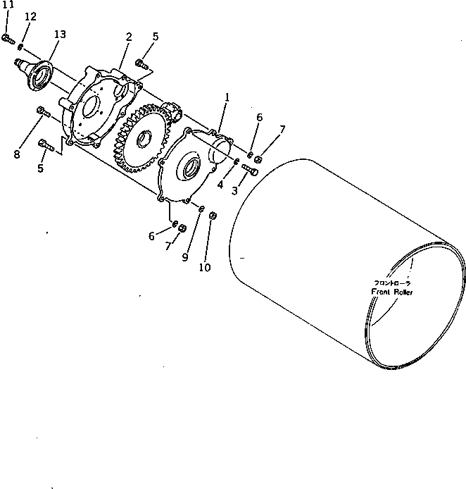 Схема запчастей Komatsu JV32W-2 - ПЕРЕДН. РОЛИК (/) (КОРПУС КОНЕЧН. ПЕРЕДАЧИ) РОЛИК И КОНЕЧНАЯ ПЕРЕДАЧА