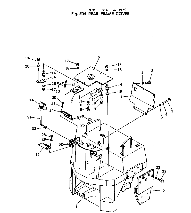 Схема запчастей Komatsu JV40-1 - ЗАДН. РАМА COVER РАМА И КУЗОВ