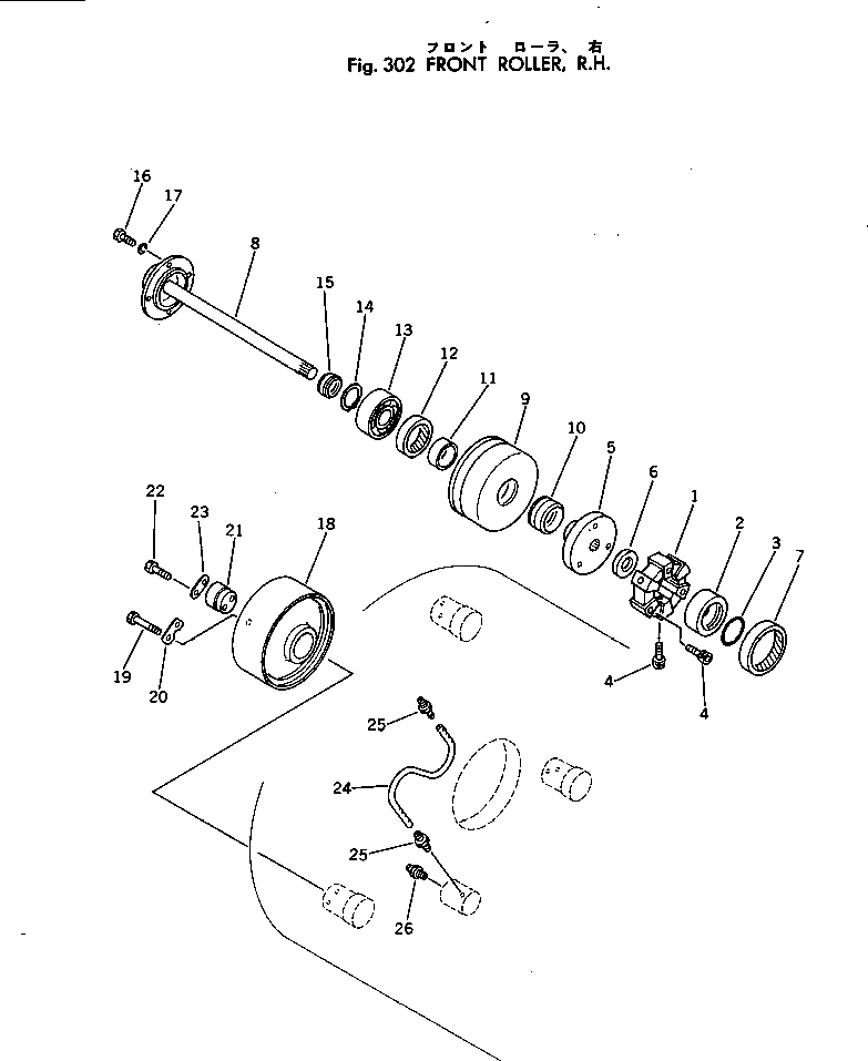 Схема запчастей Komatsu JV40-1 - ПЕРЕДН. РОЛИК¤ ПРАВ. РОЛИК И КОНЕЧНАЯ ПЕРЕДАЧА