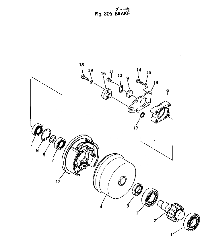 Схема запчастей Komatsu JV40-1 - ТОРМОЗ. РОЛИК И КОНЕЧНАЯ ПЕРЕДАЧА