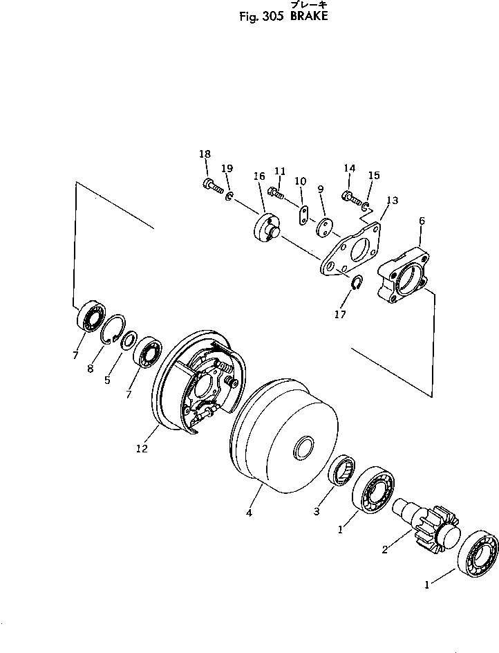 Схема запчастей Komatsu JV40C-1 - ТОРМОЗ. РОЛИК И КОНЕЧНАЯ ПЕРЕДАЧА