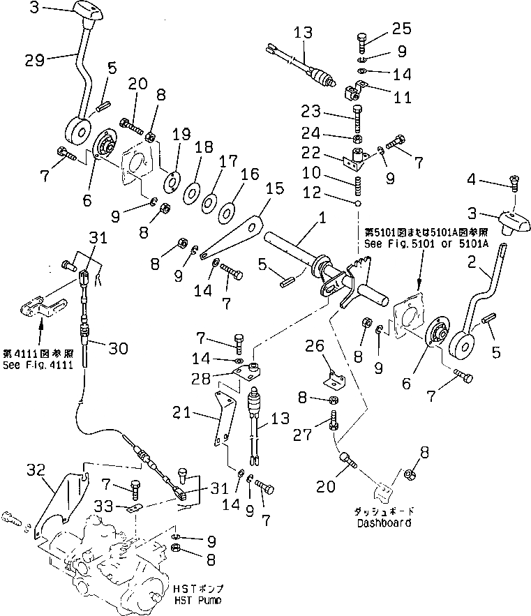 Схема запчастей Komatsu JV40C-2 - ПЕРЕД. И РЕВЕРС РЫЧАГ УПРАВЛ-Я(№-) СИСТЕМА УПРАВЛЕНИЯ