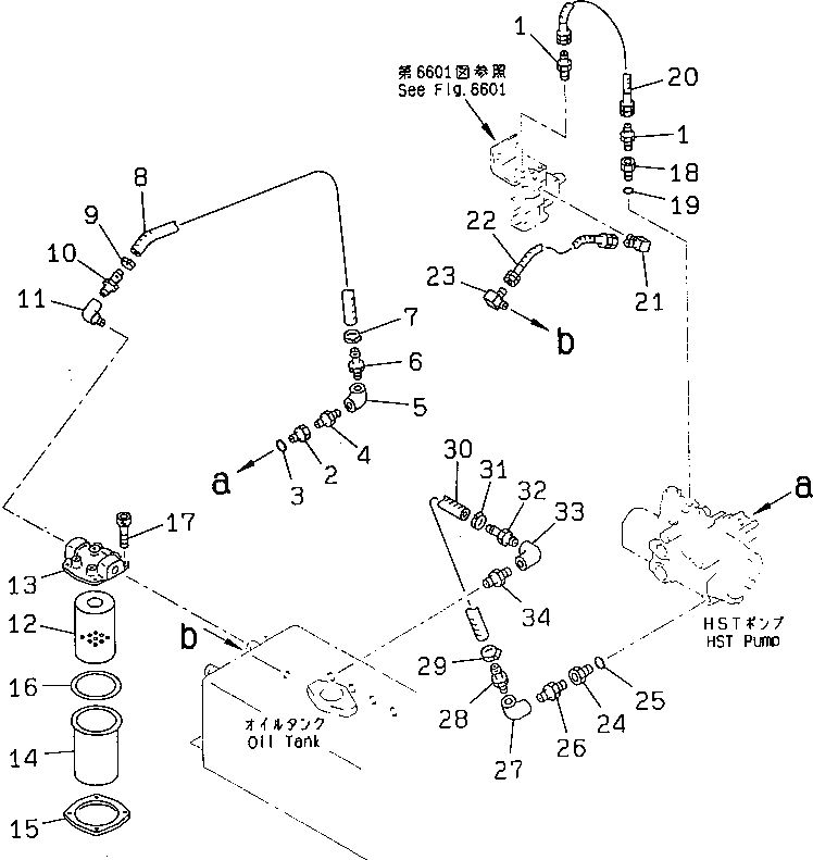 Схема запчастей Komatsu JV40C-2 - ГИДРОЛИНИЯ (МОТОР ХОДА ЛИНИЯ) (/)(№-) УПРАВЛ-Е РАБОЧИМ ОБОРУДОВАНИЕМ