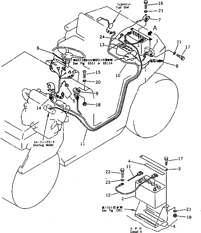 Схема запчастей Komatsu JV40CR-2 - ЭЛЕКТРИКА ЗАДН. РАМА(№-) КОМПОНЕНТЫ ДВИГАТЕЛЯ И ЭЛЕКТРИКА