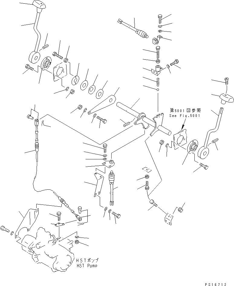 Схема запчастей Komatsu JV40CR-2 - ПЕРЕД. И РЕВЕРС РЫЧАГ УПРАВЛ-Я(№-) СИСТЕМА УПРАВЛЕНИЯ